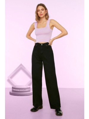 ByCukurovaFrango 2505 Yüksek Bel Boyfrıend(Salaş) Bol Paça Kot Pantolon