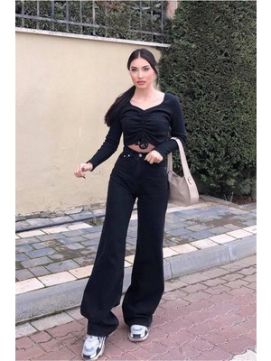 ByCukurovaFrango 2505 Yüksek Bel Boyfrıend(Salaş) Bol Paça Kot Pantolon