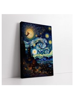Vincent Van Gogh Yıldızlı Gece Temalı Soyut Sanatsal Kanvas Tablo, Ev Ofis Antre Salon Için Dekor
