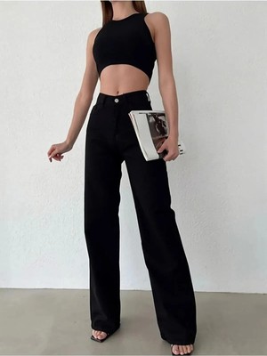 ByCukurovaFrango 2505 Yüksek Bel Boyfrıend(Salaş) Bol Paça Kot Pantolon