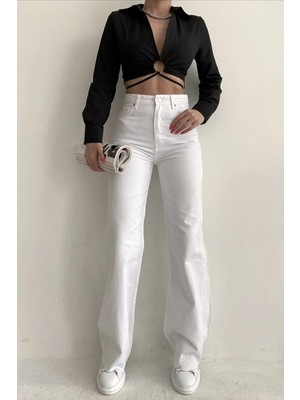 ByCukurovaFrango 2505 Yüksek Bel Boyfrıend(Salaş) Bol Paça Kot Pantolon