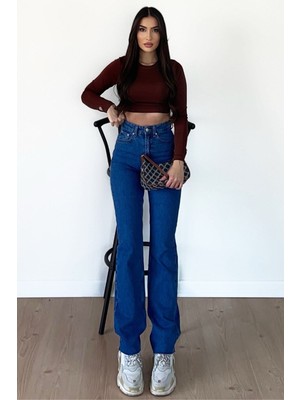 2505 Yüksek Bel Boyfrıend(Salaş) Bol Paça Kot Pantolon