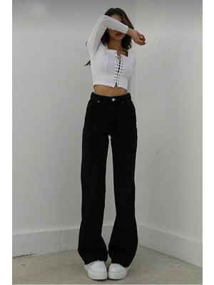 ByCukurovaFrango 2505 Yüksek Bel Boyfrıend(Salaş) Bol Paça Kot Pantolon