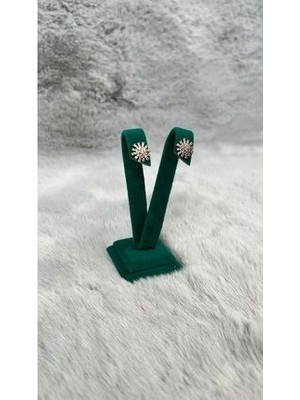 Çelik Kararmaz Küpe Kar Tanesi Taşlı Roz Renk