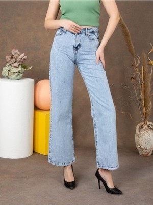 ByCukurovaFrango 2505 Yüksek Bel Boyfrıend(Salaş) Bol Paça Kot Pantolon