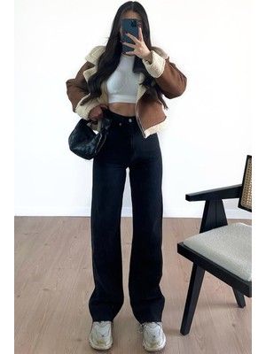 ByCukurovaFrango 2505 Yüksek Bel Boyfrıend(Salaş) Bol Paça Kot Pantolon