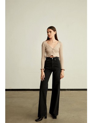 ByCukurovaFrango 2505 Yüksek Bel Boyfrıend(Salaş) Bol Paça Kot Pantolon