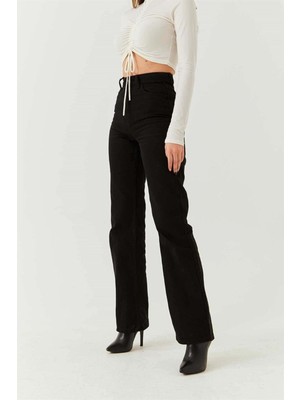 ByCukurovaFrango 2505 Yüksek Bel Boyfrıend(Salaş) Bol Paça Kot Pantolon