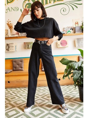 ByCukurovaFrango 2505 Yüksek Bel Boyfrıend(Salaş) Bol Paça Kot Pantolon