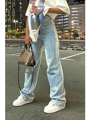 ByCukurovaFrango 2505 Yüksek Bel Boyfrıend(Salaş) Bol Paça Kot Pantolon