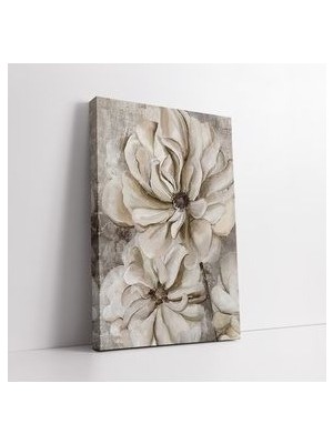 Bej Çiçekler Kanvas Tuval Tablo