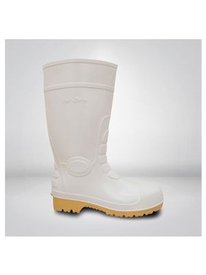 Renova Kaymaz Taban Uzun Çizme Beyaz Plastik Malzeme ile Kısa Topuklu Günlük Kullanım İçin