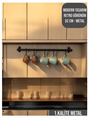 6 Kancalı Dekoratif Fincan Askısı Kupa Askısı & Çok Amaçlı Retro Askılık