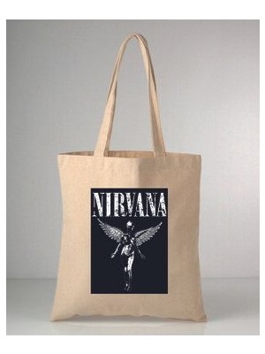 Efsaneler Serisi Rock Müzik-5 Baskılı 35X40 cm Ham Bez Omuz Çantası