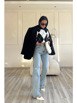 ByCukurovaFrango Bol Paça Kar Yıkama Salaş Likralı Staright Jean