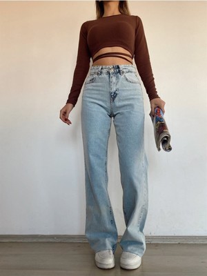 ByCukurovaFrango 2505 Yüksek Bel Boyfrıend(Salaş) Bol Paça Kot Pantolon