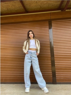 ByCukurovaFrango 2505 Yüksek Bel Boyfrıend(Salaş) Bol Paça Kot Pantolon