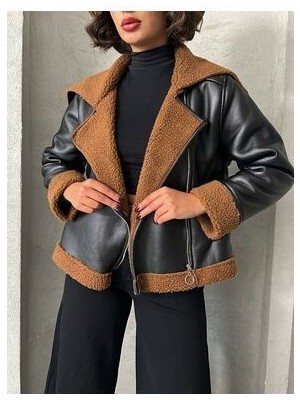 Siyah Deri Içi Kürklü Mont