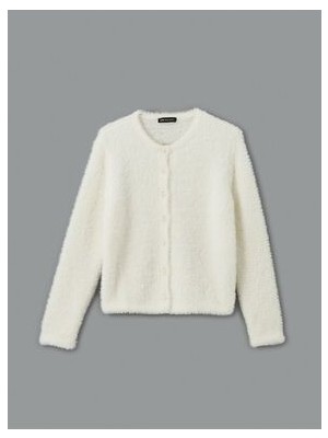 Lcw Modest Ekru Bisiklet Yaka Kadın Triko Hırka