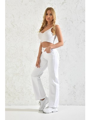 ByCukurovaFrango 2505 Yüksek Bel Boyfrıend(Salaş) Bol Paça Kot Pantolon