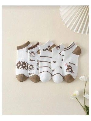 5'li Happy Bear Kadın Kısa Çorap