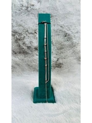 Gümüş Renk Kadın Çift Bileklik Su Yolu Bileklik