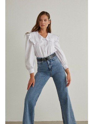 ByCukurovaFrango 2505 Yüksek Bel Boyfrıend(Salaş) Bol Paça Kot Pantolon