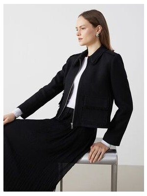 Gomlek Yaka Crop Kadin Tuvit Ceket - S5JH43Z8