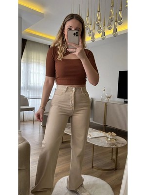 ByCukurovaFrango 2505 Yüksek Bel Boyfrıend(Salaş) Bol Paça Kot Pantolon