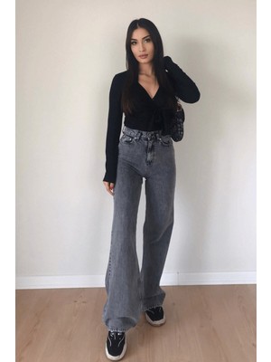 ByCukurovaFrango 2505 Yüksek Bel Boyfrıend(Salaş) Bol Paça Kot Pantolon