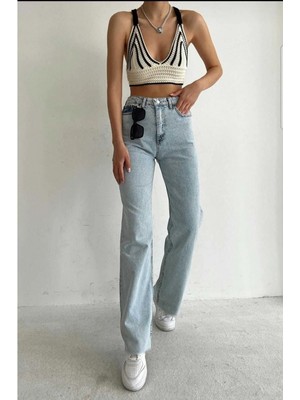 ByCukurovaFrango 2505 Yüksek Bel Boyfrıend(Salaş) Bol Paça Kot Pantolon