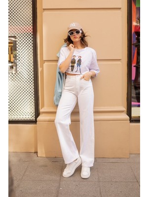 ByCukurovaFrango 2505 Yüksek Bel Boyfrıend(Salaş) Bol Paça Kot Pantolon