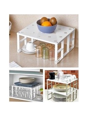 4 Adet Organizers Büyük Dolap Içi Düzenleyici Metal Raf, Bardak Rafı, Düzenleme Rafı