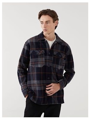 Regular Fit Uzun Kollu Ekose Erkek Gomlek Ceket - W43379Z8