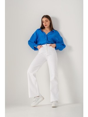 ByCukurovaFrango 2505 Yüksek Bel Boyfrıend(Salaş) Bol Paça Kot Pantolon