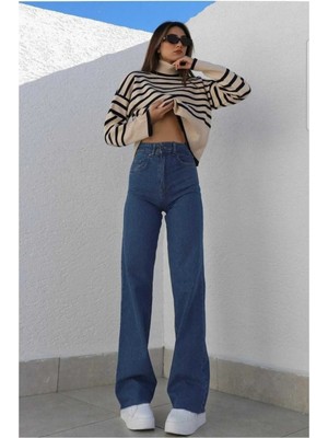 2505 Yüksek Bel Boyfrıend(Salaş) Bol Paça Kot Pantolon