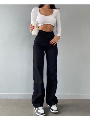 ByCukurovaFrango 2505 Yüksek Bel Boyfrıend(Salaş) Bol Paça Kot Pantolon