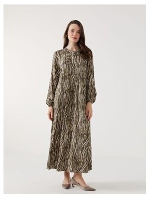 Yeni Sezon Bisiklet Yaka Desenli Kadin Elbise - S58905Z8