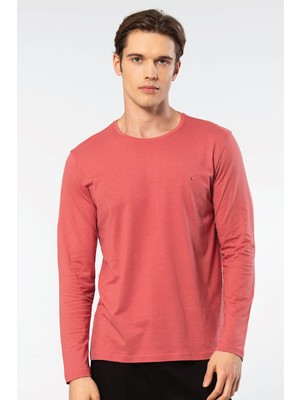 Cacharel Erkek Modal Pamuk Bisiklet Yaka T-shirt 2242/Mercan