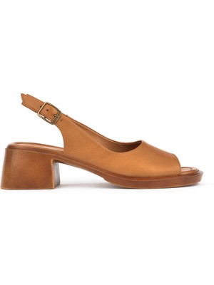 Ziya Ziya, Kadın  Deri Topuklu Sandalet 151992Z8004 Taba