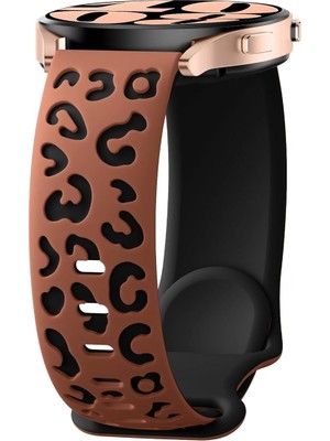 Alstrap Samsung Galaxy Watch 7 6 5 4 Uyumlu Leopar Desenli 20MM Silikon Kordon