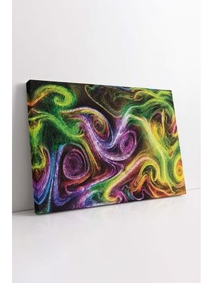 Renkli Neon Görünümlü Dakgalar Soyut Dekoratif Yatay Kanvas Tablo, Ev Ofis Antre Için Duvar Dekoru