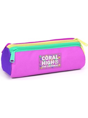 Coral High Kids Çok Renkli Üç Bölmeli Kalem Çantası 11176