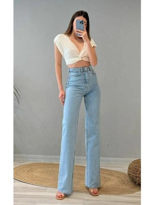 ByCukurovaFrango 2505 Yüksek Bel Boyfrıend(Salaş) Bol Paça Kot Pantolon