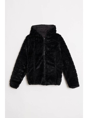 Qimya Butik Robin Kadın Içi Peluş Çift Taraflı Kullanıma Uygun Şişme Kısa Mont
