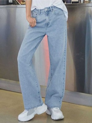 ByCukurovaFrango Venüs 90's Mavi Kar Yıkama Salaş Palazzo Wideleg Jean Power Likra Kadın Yüksek Bel 2024