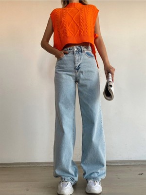 ByCukurovaFrango Penelope Kadın Kar Yıkama Yüksek Bel Bol Paça Denim Jeans