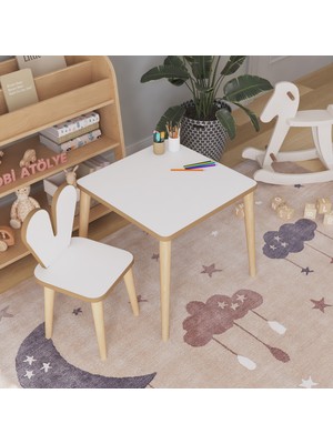 Çocuk Oyun Aktivite Masası 45X45 cm Çocuk Çalışma Masası Masa Sandalye Seti