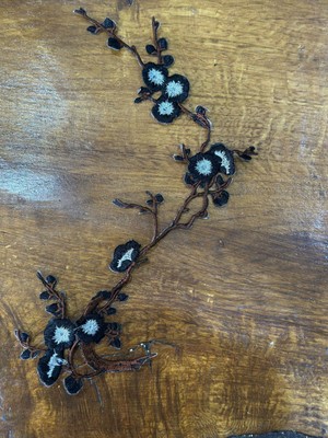 Gönülden Tasarım Ütü Ile Yapışan Siyah Nakış Işleme Bahar Dalı Aplike Dikiş Aksesuarı Boy 42 cm