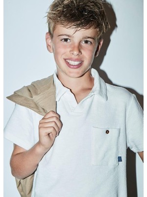 Mayoral Erkek Çocuk Ceplo Polo Tshirt 10-14 Yaş Beyaz